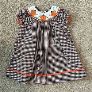 2T pumpkin/fall smocked dress